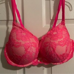 Hot pink lace cup body by Victoria push up bra